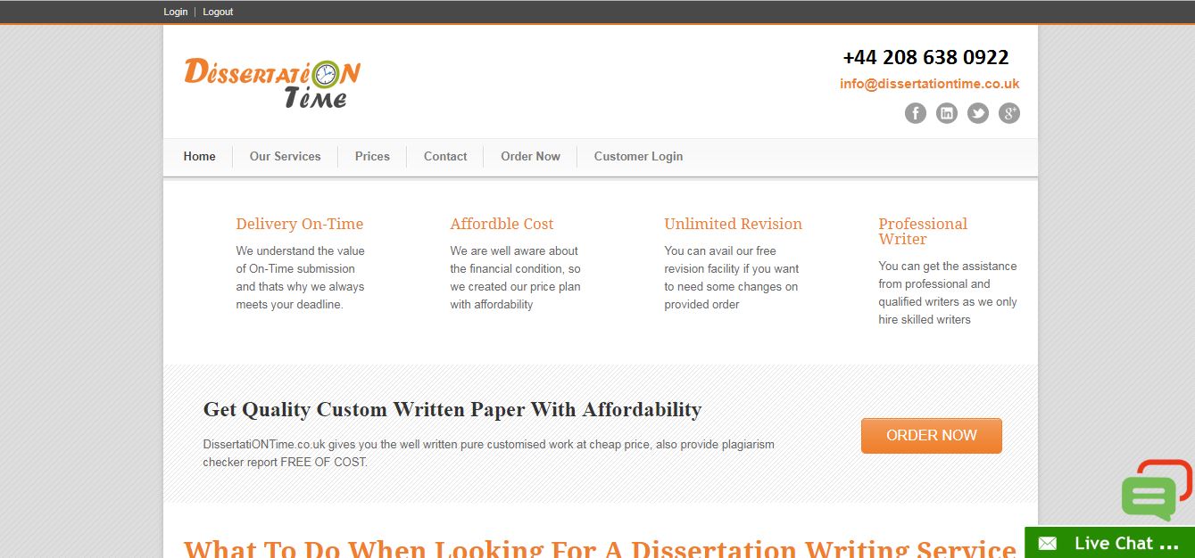 Dissertationtime.co.uk homepage screenshot reviewed